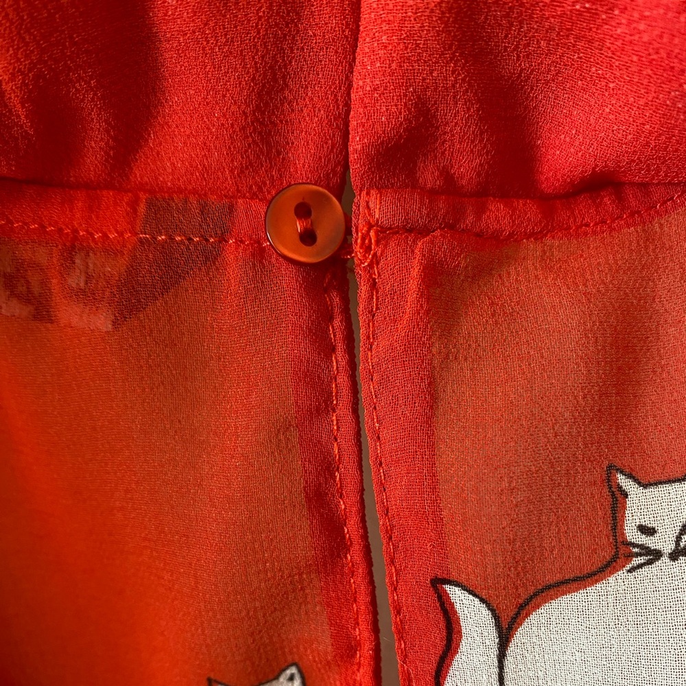 ZARA Red Cat Print Sleeveless Blouse - Picture 6 of 9